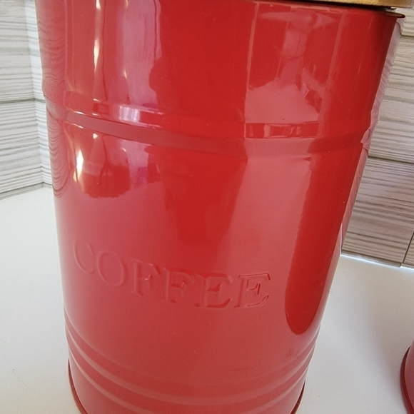 Tea Coffee Sugar Metal Canister Set with Bamboo Lids by Rayware Group NWT - Picture 4 of 10